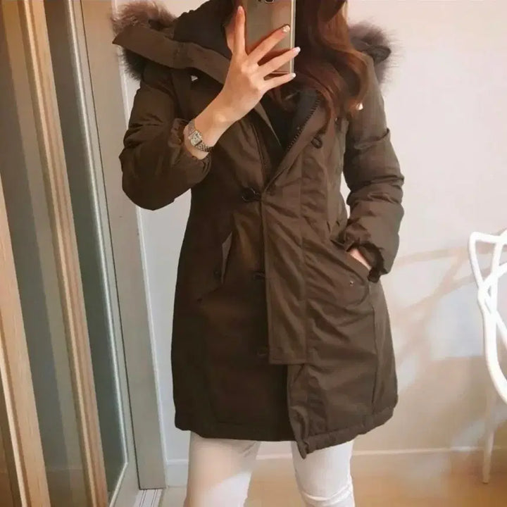 [BUNJANG] Generic Silver Fox Hooded Duck Down Padded Jacket / 새상품 55사이즈 오리털패딩 실버폭스후드