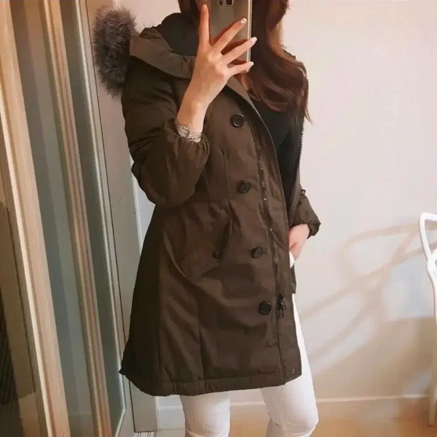 [BUNJANG] Generic Silver Fox Hooded Duck Down Padded Jacket / 새상품 55사이즈 오리털패딩 실버폭스후드
