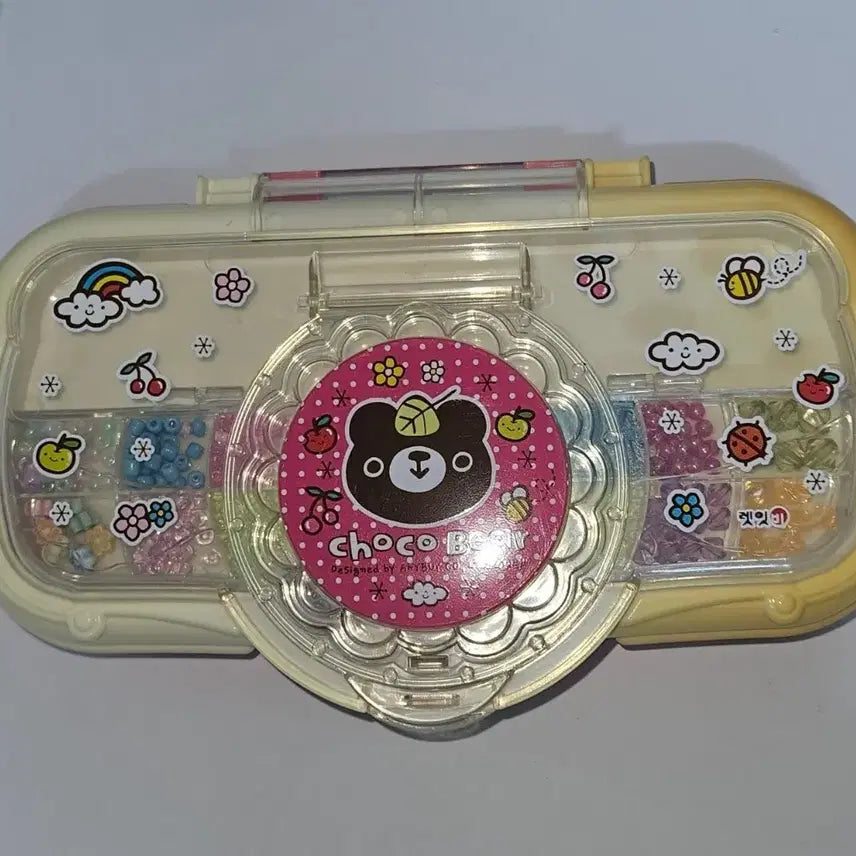 [BUNJANG] Choco Bear DIY Beads Pencil Case / 고전문구 초코베어 DIY 비즈 필통