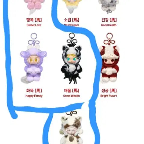 [BUNJANG] Pop Mart Power Run Series Blind Box Figure Keyring Bundle / 5번 팝마트 전력질주시리즈인형키링 크라이베이비,라부부, 작은별, 스컬판다