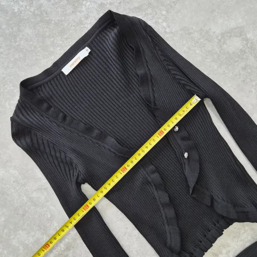 [BUNJANG] Black Frill Knit Cardigan / 블랙 프릴 니트 가디건