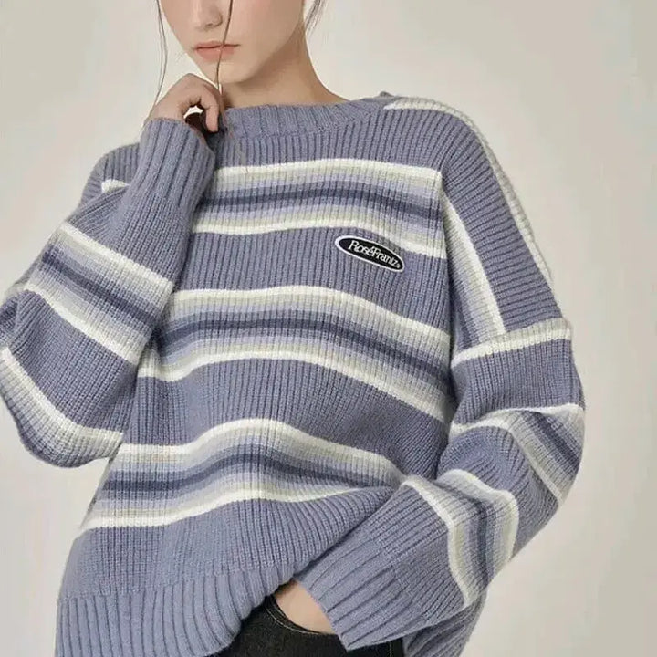 [BUNJANG] Stripe Wool Knit Blue / 로제프란츠스트라이프울니트블루StripeWoolKnitBlue