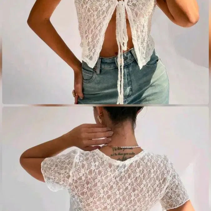 [BUNJANG] Seethrough Lace Cardigan Set / 시스루 레이스 가디건3종