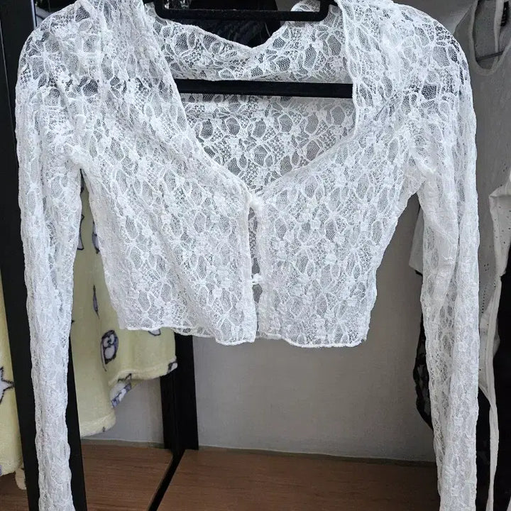 [BUNJANG] Seethrough Lace Cardigan Set / 시스루 레이스 가디건3종