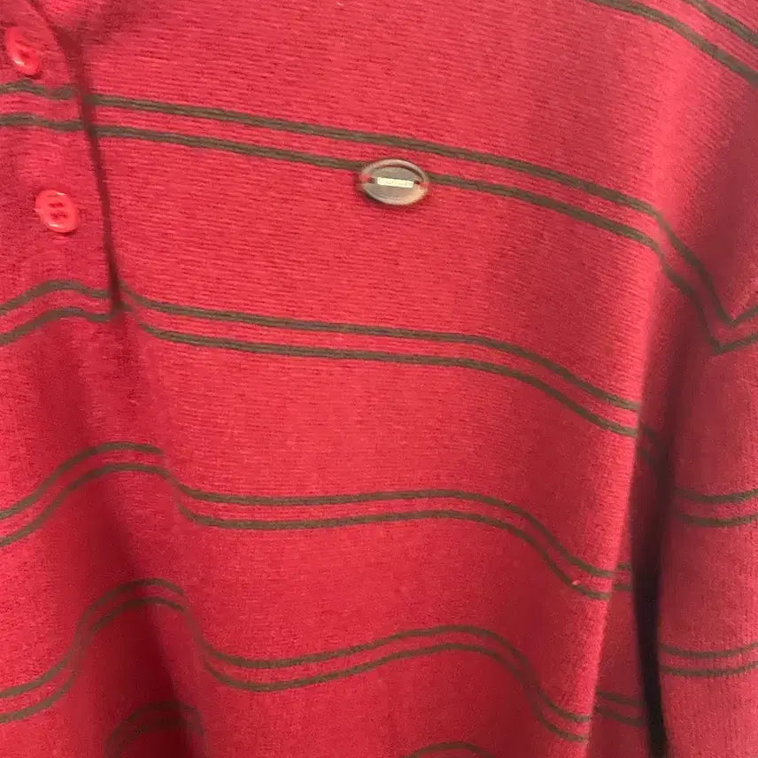 [BUNJANG] Kim Ahop Blackup Stripe Collar T-Shirt / 줄무늬 카라 티셔츠 스프라이프 긴팔 미쏘 에잇세컨즈 김아홉 바온 블랙업