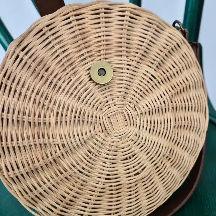 [BUNJANG] Rattan Round Crossbody Bag / 라탄 원형 크로스백 가방