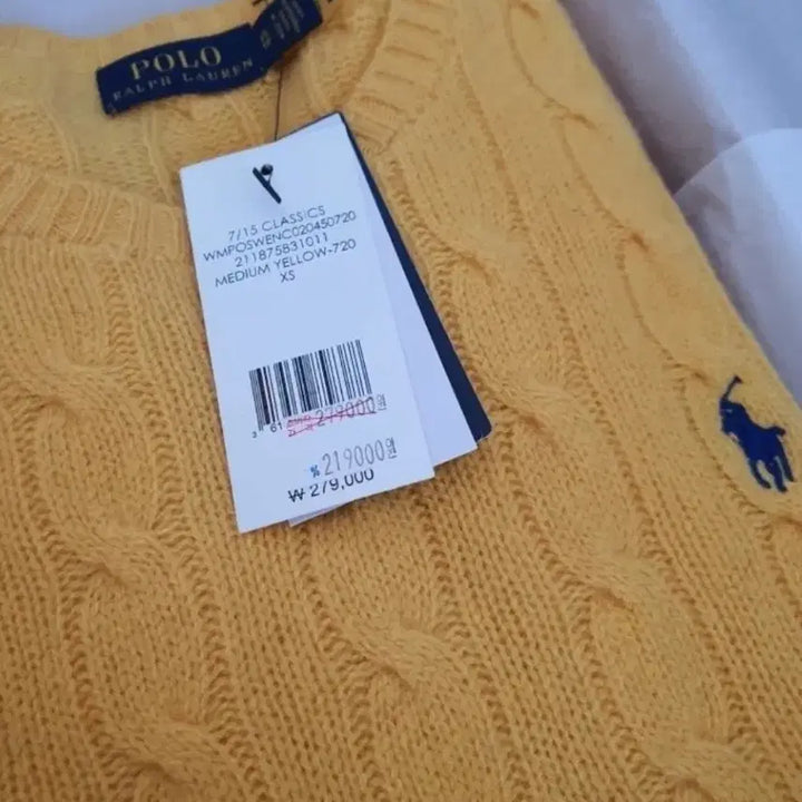 [BUNJANG] Polo Ralph Lauren Cable Knit Sweater / 폴로 랄프로렌 케이블 니트 옐로우 XS