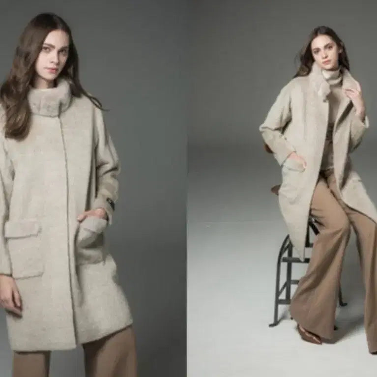 [BUNJANG] Laciento Mink Alpaca Coat / Laciento> 밍크 배색 알파카 코트