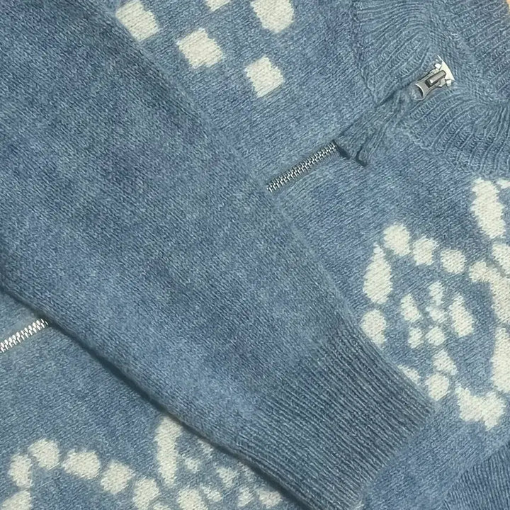 [BUNJANG] Type Service Knit Zip-up Sky Blue / 타입서비스 니트 집업 스카이블루