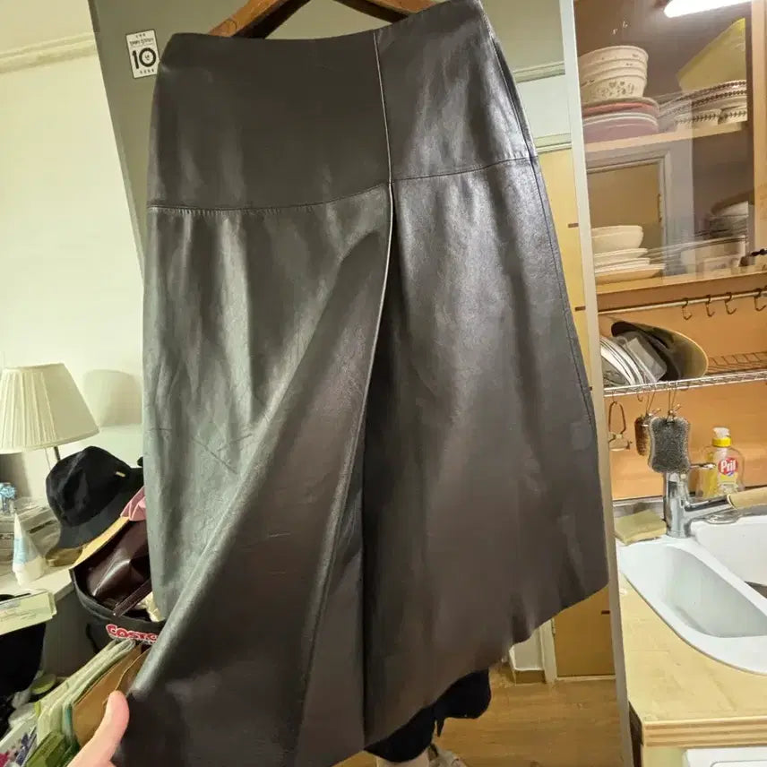 [BUNJANG] ZIGOT Real Leather A-Line Skirt / 지고트 리얼 양가죽 A라인 언발란스 스커트