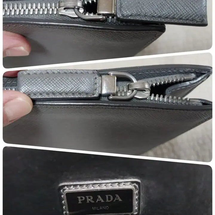 [BUNJANG] Prada Saffiano Document Holder Clutch (Gray) / 프라다 사피아노 도큐먼트 홀더 클러치(그레이)