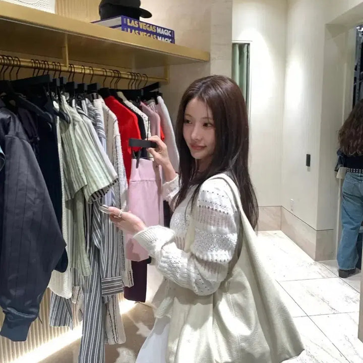 [BUNJANG] Lazy Shop Ivory Shopper Bag / 레이지샵 아이보리 쇼퍼백
