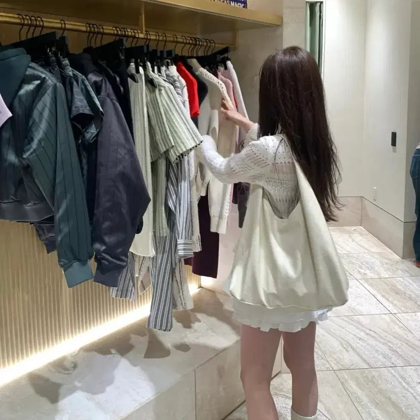 [BUNJANG] Lazy Shop Ivory Shopper Bag / 레이지샵 아이보리 쇼퍼백