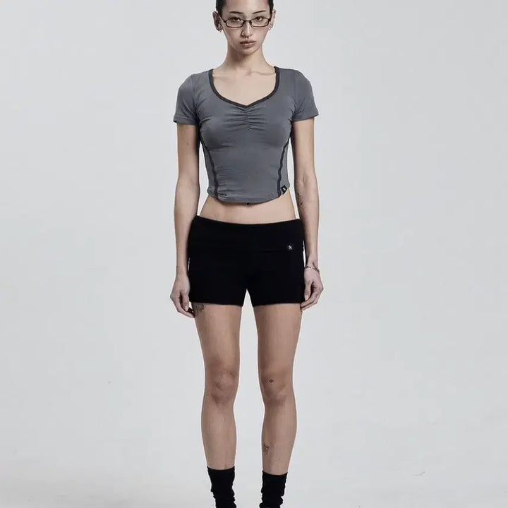 [BUNJANG] SYNERJYN Shirring Square Taping Top / 시너진 셔링 스퀘어 테이핑 탑