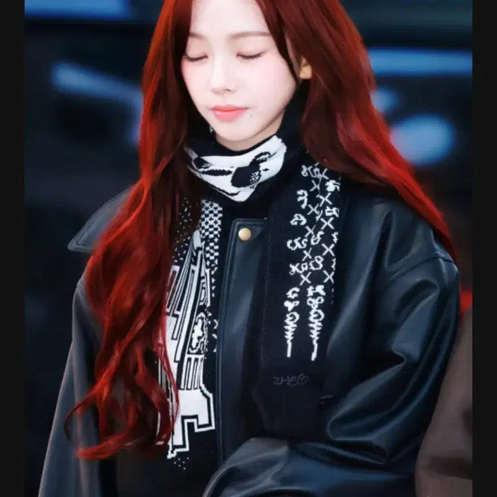 [BUNJANG] Kasico Jacquard Knit Scarf Black / 카시코 자카드 니트 스카프 블랙 카리나