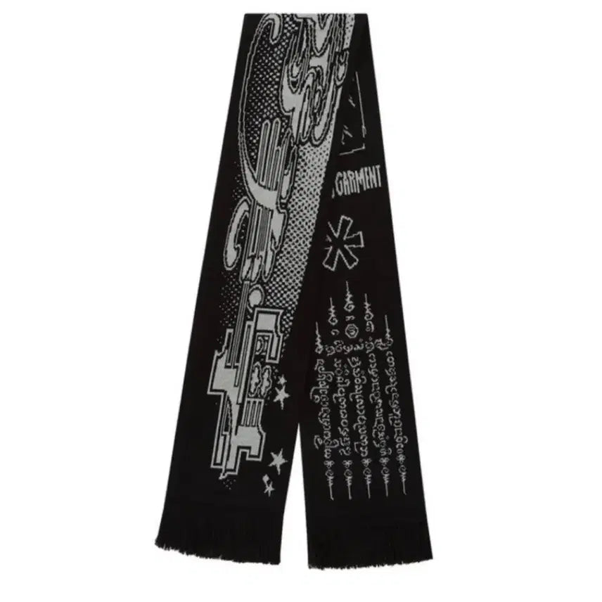 [BUNJANG] Kasico Jacquard Knit Scarf Black / 카시코 자카드 니트 스카프 블랙 카리나