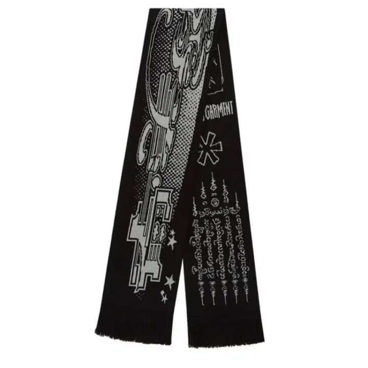 [BUNJANG] Kasico Jacquard Knit Scarf Black / 카시코 자카드 니트 스카프 블랙 카리나