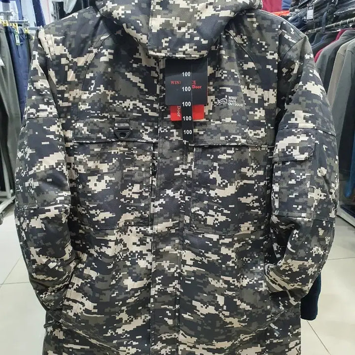 [BUNJANG] Military Patterned Hooded Padded Jacket / 카모 방한 밀리터리 면 패딩점퍼 얼룩이 후드잠바