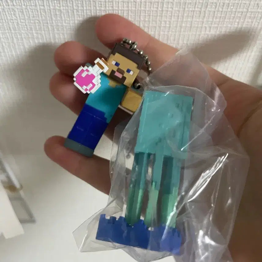 [BUNJANG] Minecraft Steve and Glowing Squid Keyring Set / 마인크래프트 사람 발광오징어 세트 키링