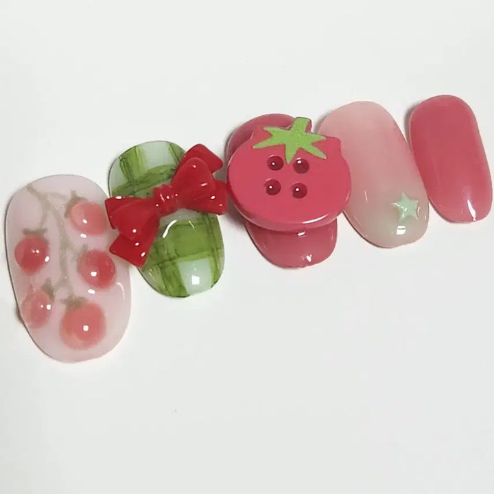[BUNJANG] Tomato Handmade Nail Tips / 토마토 수제네일팁
