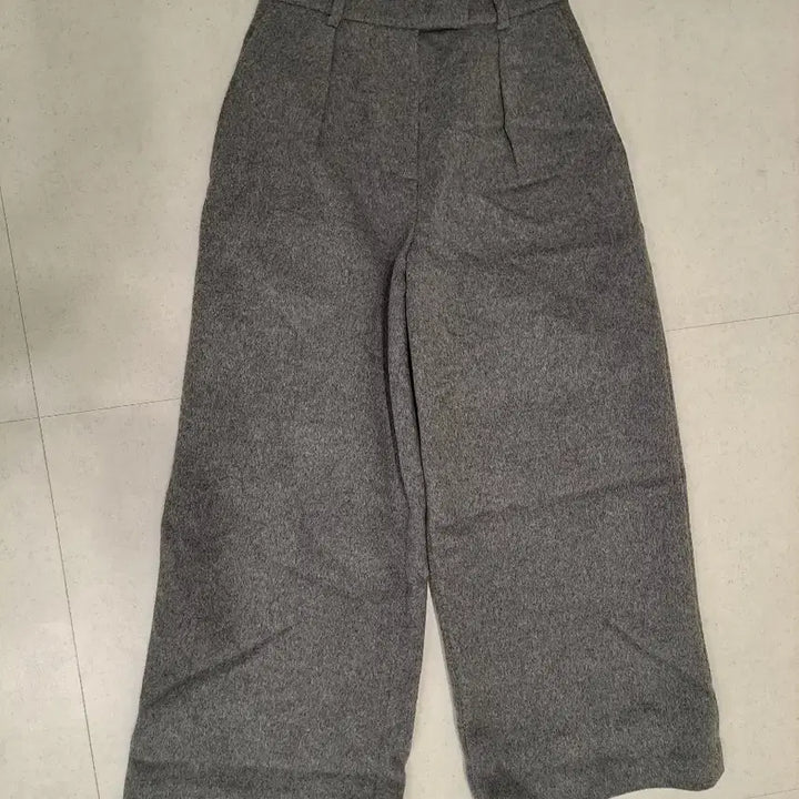 [BUNJANG] Wool Wide Pants Gray / 울 소재 와이드 팬츠 그레이