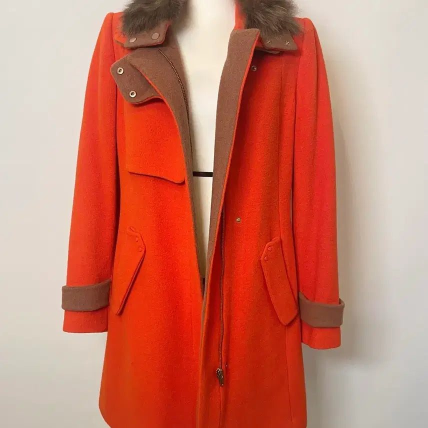 [BUNJANG] Kenneth Lady Fox Fur Structure Wool Coat / 케네스레이디 폭스 스트럭쳐 여성 모직코트