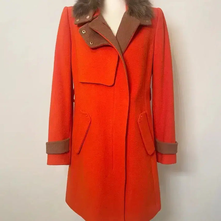 [BUNJANG] Kenneth Lady Fox Fur Structure Wool Coat / 케네스레이디 폭스 스트럭쳐 여성 모직코트