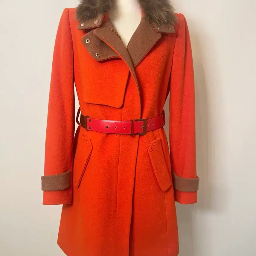 [BUNJANG] Kenneth Lady Fox Fur Structure Wool Coat / 케네스레이디 폭스 스트럭쳐 여성 모직코트