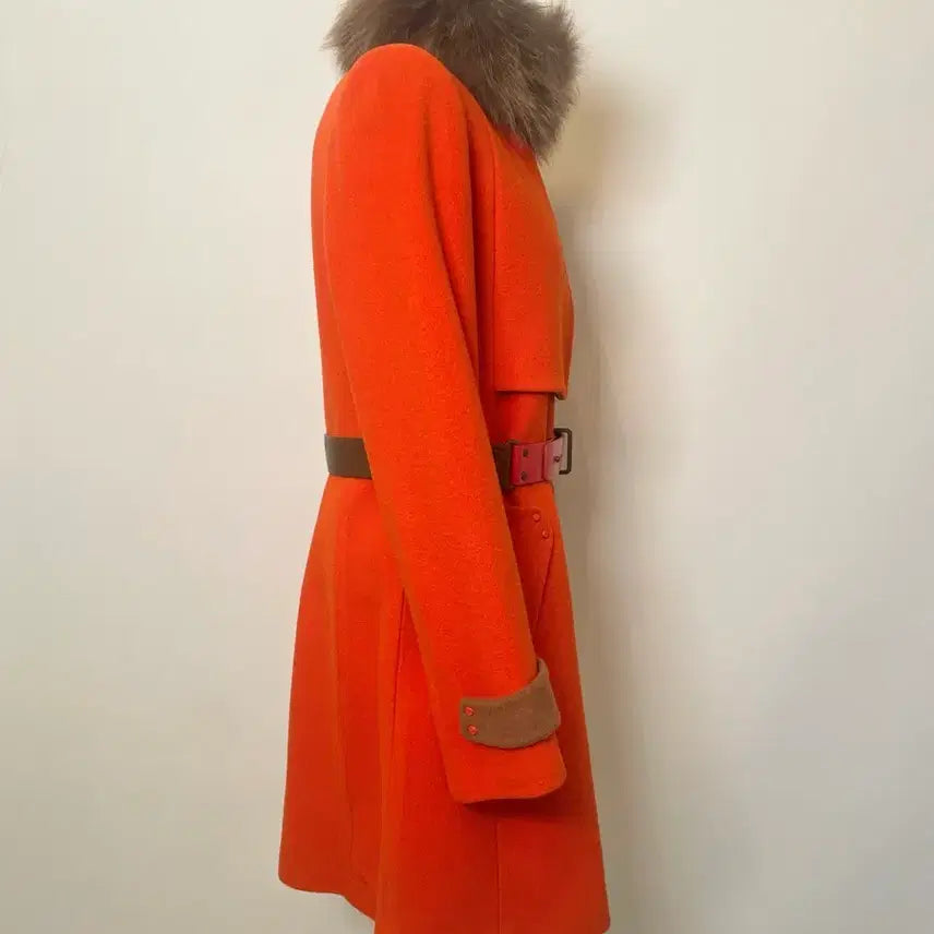 [BUNJANG] Kenneth Lady Fox Fur Structure Wool Coat / 케네스레이디 폭스 스트럭쳐 여성 모직코트