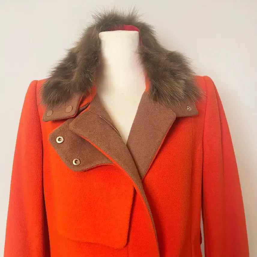[BUNJANG] Kenneth Lady Fox Fur Structure Wool Coat / 케네스레이디 폭스 스트럭쳐 여성 모직코트