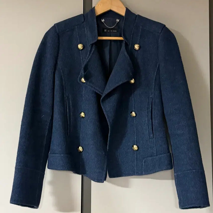 [BUNJANG] IT MICHAA Navy Blue Mohair Angora Gold Button Jacket (55) / it MICHAA 잇미샤 네이비 블루 모 앙고라 금장버튼 자켓 (55)