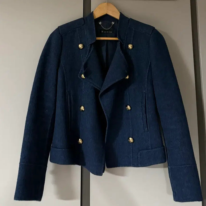 [BUNJANG] IT MICHAA Navy Blue Mohair Angora Gold Button Jacket (55) / it MICHAA 잇미샤 네이비 블루 모 앙고라 금장버튼 자켓 (55)