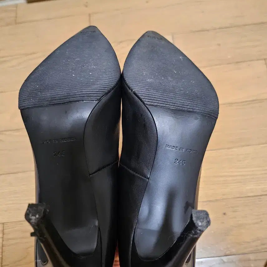 [BUNJANG] Donna Shoes Black Leather Heel Pumps (245mm) / 도나슈즈 블랙 가죽 힐 펌프스245