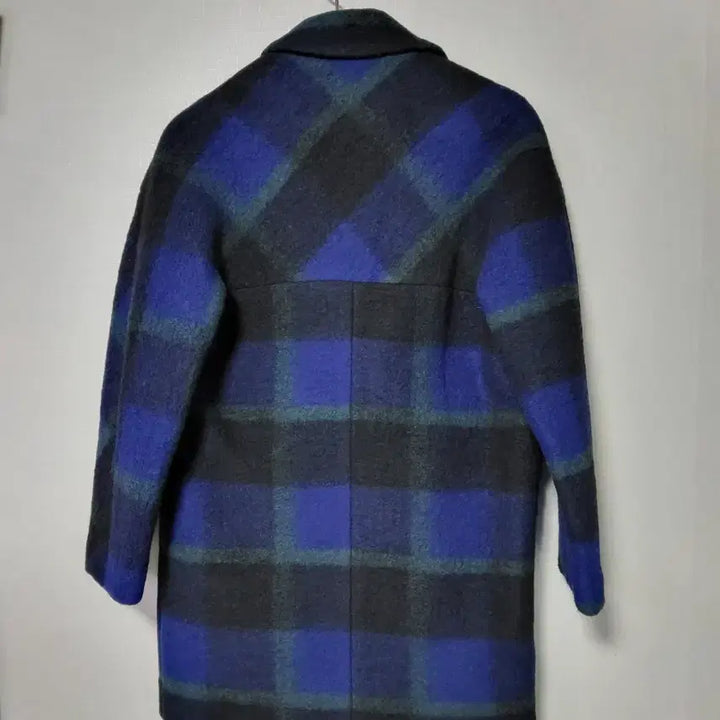 [BUNJANG] Unknown Long Coat / 베네통 체크 롱코트 블루