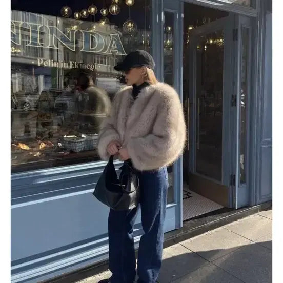 [BUNJANG] Paradigm Fox Fur Jacket - Moca Gray / 파라디움 핀터무드 폭스 퍼 자켓 - 모카그레이