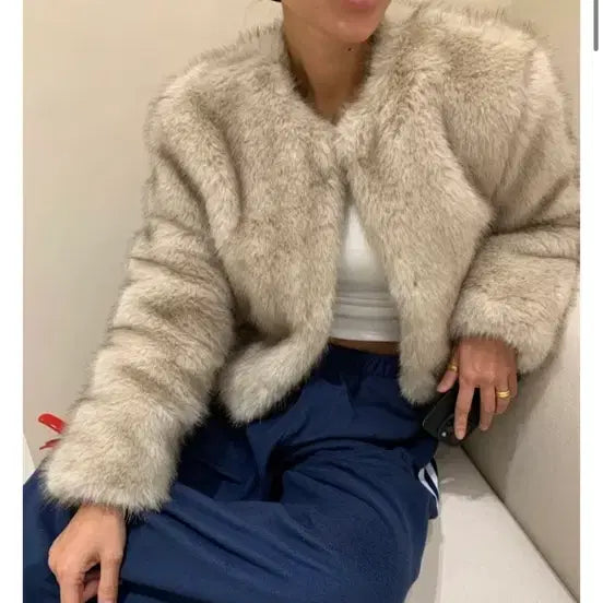 [BUNJANG] Paradigm Fox Fur Jacket - Moca Gray / 파라디움 핀터무드 폭스 퍼 자켓 - 모카그레이