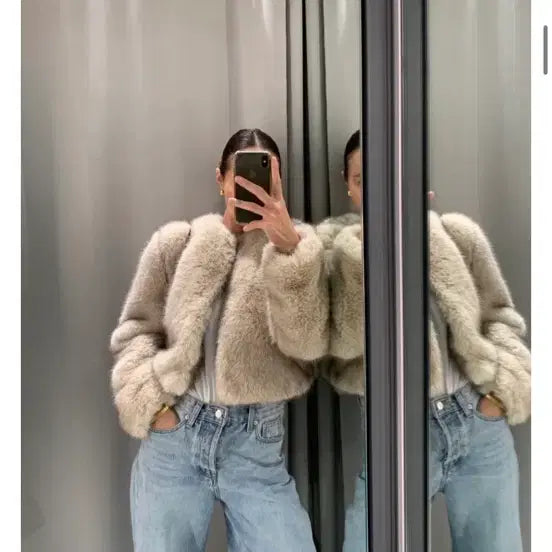 [BUNJANG] Paradigm Fox Fur Jacket - Moca Gray / 파라디움 핀터무드 폭스 퍼 자켓 - 모카그레이