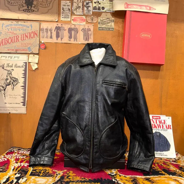 [BUNJANG] Leder Collector Leather Jacket / 644/(L-XL) 가죽자켓 레더자켓 워크웨어 아메카지 스포츠가죽