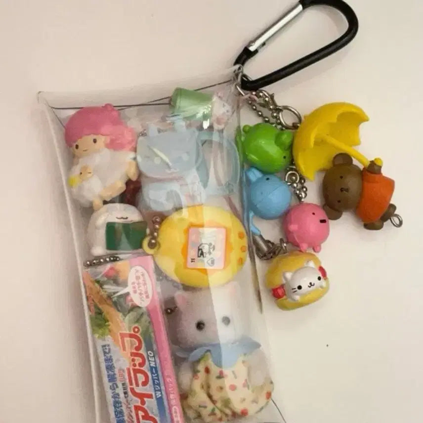 [BUNJANG] Figure Mini Pouch / 가챠파우치 7cm 투명 PVC 피규어 미니 소품파우치 단추형 카라비너포함