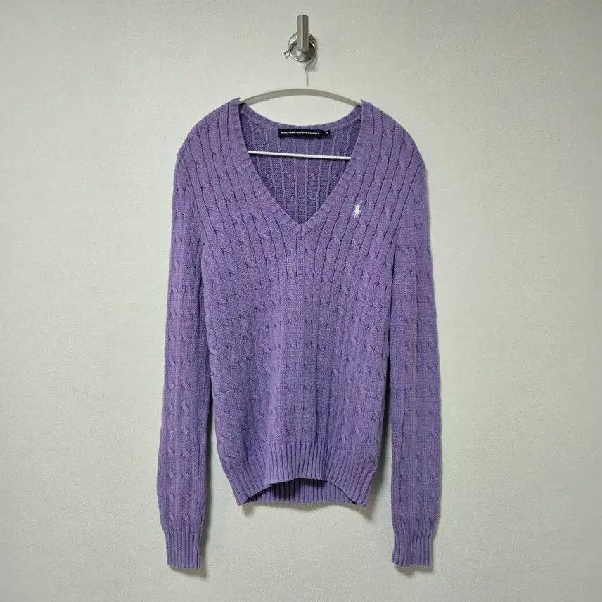 [BUNJANG] Ralph Lauren V-Neck Cable Knit Sweater / 랄프로렌 브이넥 케이블 니트 / 여성 니트 / 여자 니트