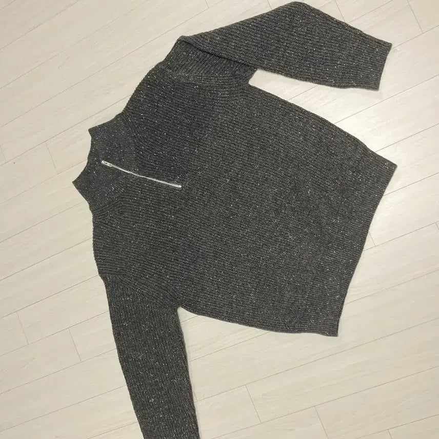 [BUNJANG] 8 Seconds Gray Zipper Knit M / 옷장비움 8 seconds 회색 지퍼 니트 M