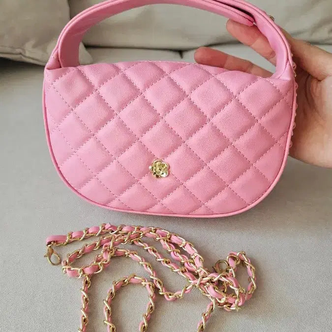 [BUNJANG] Pink Quilted Chain Bag / (새상품) 가벼운 핑크 체인 퀼팅백 퀄팅백 / 토트백 크로스백
