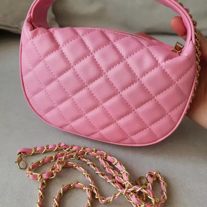 [BUNJANG] Pink Quilted Chain Bag / (새상품) 가벼운 핑크 체인 퀼팅백 퀄팅백 / 토트백 크로스백