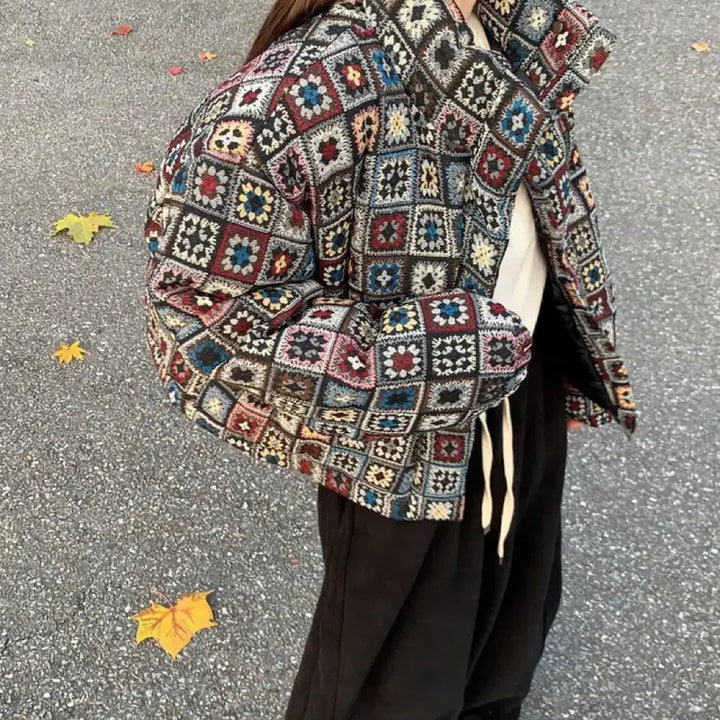 [BUNJANG] Ourmode Crochet Bloom Padded Jacket / 아워모드 크로셰 블룸  패딩, 아우어모드(영상있음)