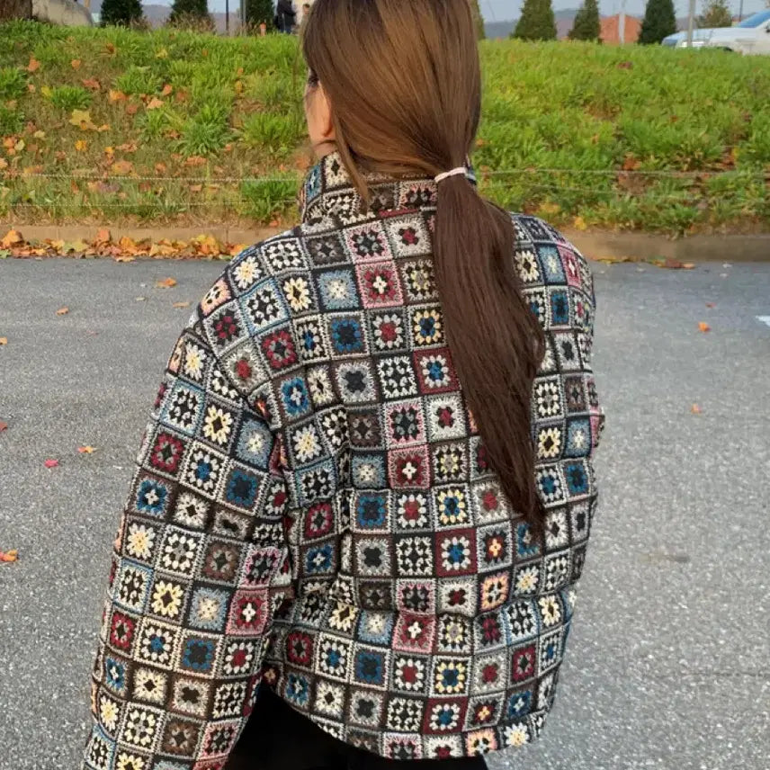 [BUNJANG] Ourmode Crochet Bloom Padded Jacket / 아워모드 크로셰 블룸  패딩, 아우어모드(영상있음)