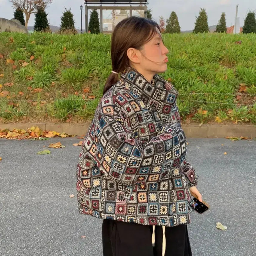 [BUNJANG] Ourmode Crochet Bloom Padded Jacket / 아워모드 크로셰 블룸  패딩, 아우어모드(영상있음)