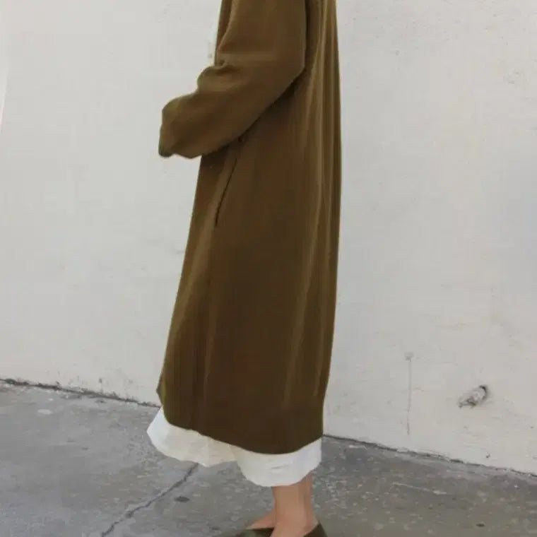 [SOLD OUT] Talk service 올리브그린 롱 가디건