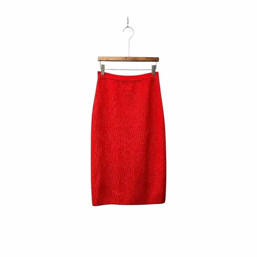 [BUNJANG] Yves Saint Laurent Red Knit Skirt / 입생로랑  레드 니트 스커트