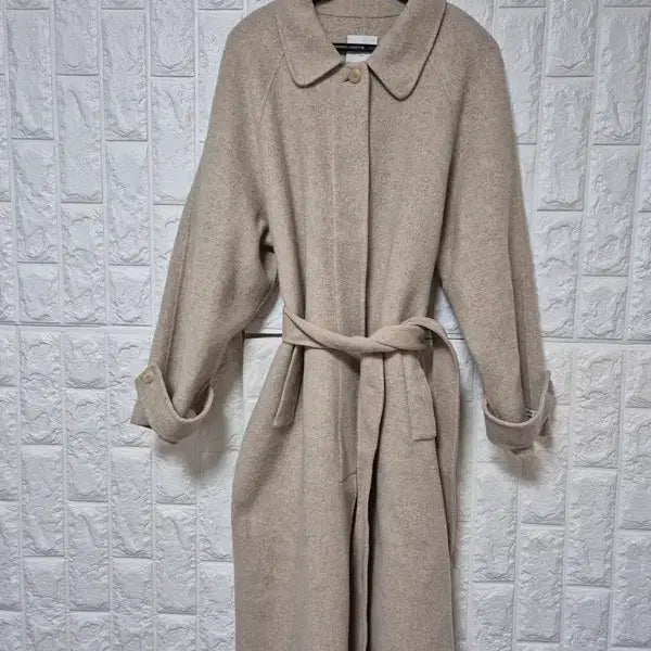[BUNJANG] Handmade Oatmeal Belted Wool Long Coat / 에이미그레이스 핸드메이드 오트밀 벨티드 여자 추동 여성울모직롱코트 프리
