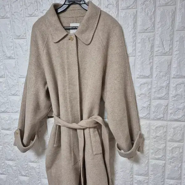 [BUNJANG] Handmade Oatmeal Belted Wool Long Coat / 에이미그레이스 핸드메이드 오트밀 벨티드 여자 추동 여성울모직롱코트 프리